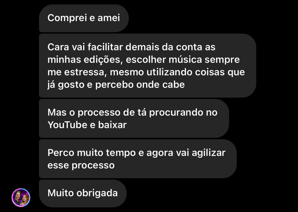 Cliente diz que comprou e amou, que escolher música sempre a estressava e agora vai agilizar